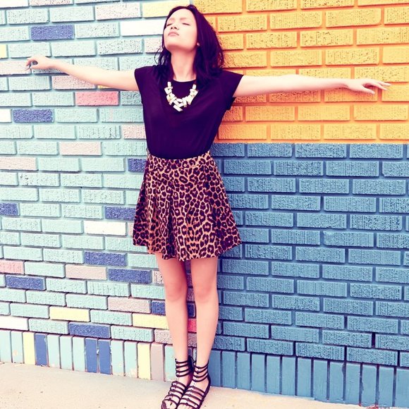 NWOT Neoprene Leopard Print Skater Skirt Nordstrom - Picture 3 of 10